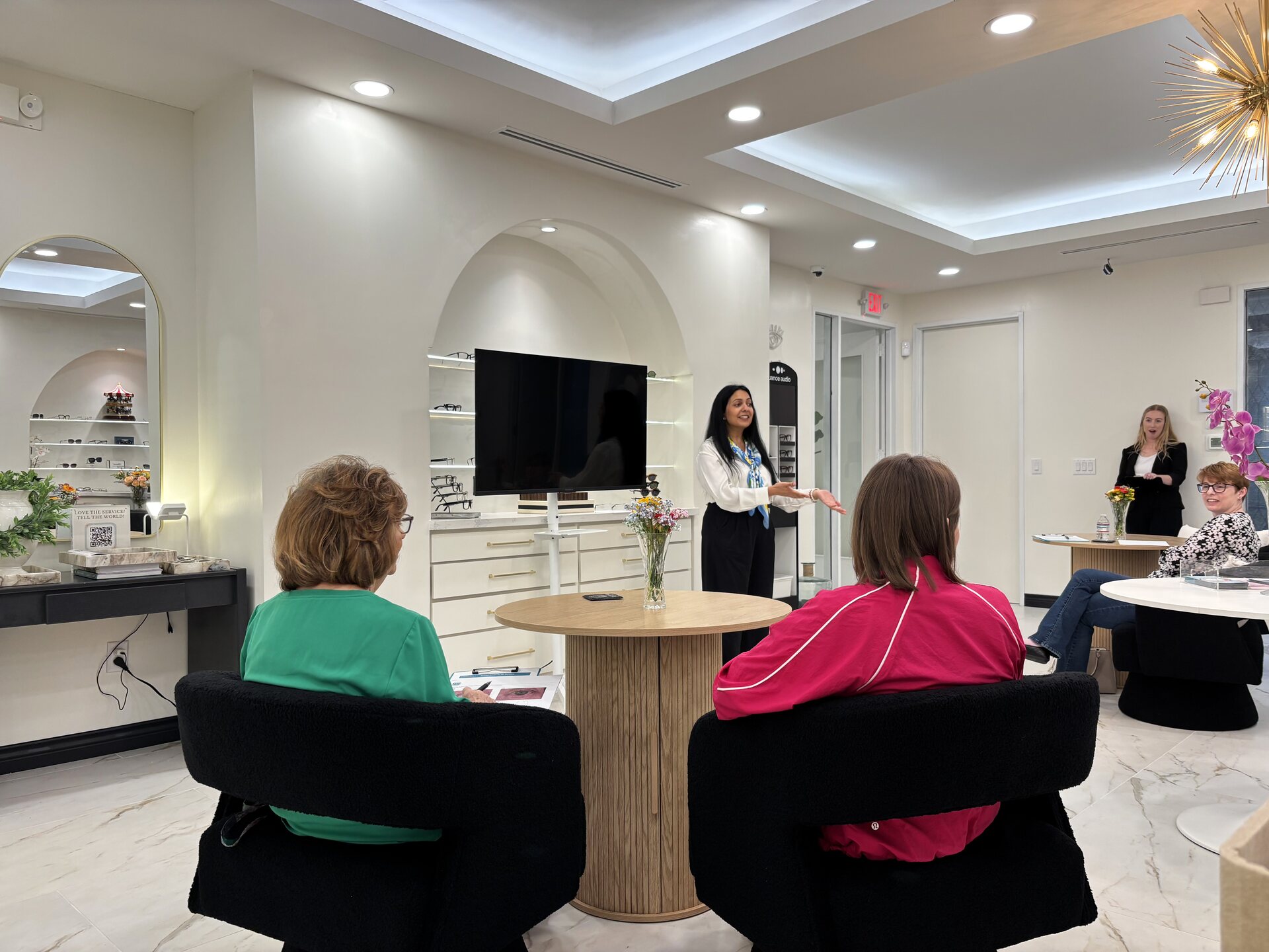 Patients attending a dry eye workshop at Carousel Eyecare in Katy